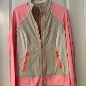 lululemon athletica Pink and Light Gray Utility Zip Jacket with Coral Accents